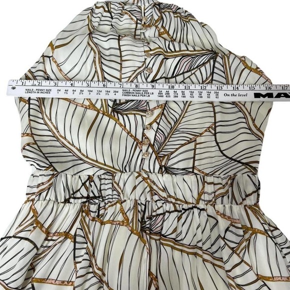 NICHOLAS Leaf Print Mini Dress in Cream and Brown - Picture 8 of 9